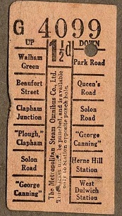 bus ticket, Metropolitan Steam Omnibus Company 1912